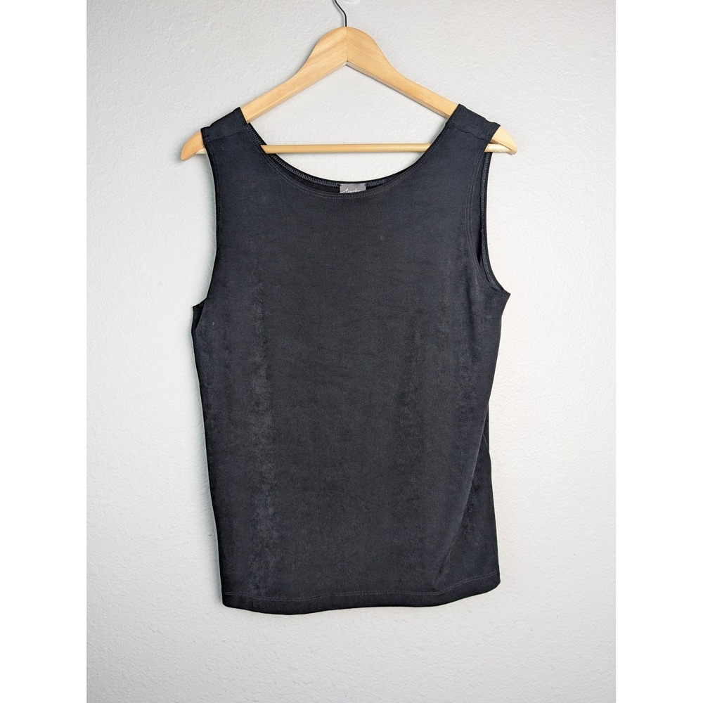 Travelers By Chico's Tank Womens 2 Black Basic Jersey Spandex Stretch‎ Top